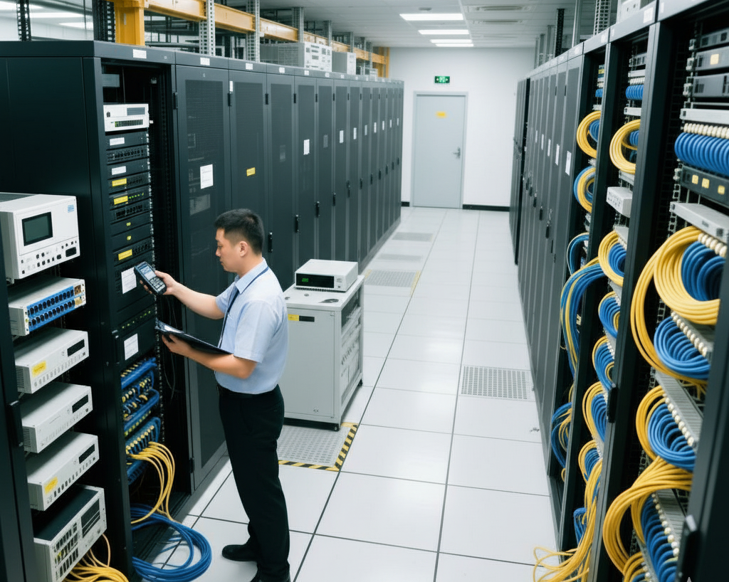 Servers and switches in the computer room are managed and counted using RFID readers
