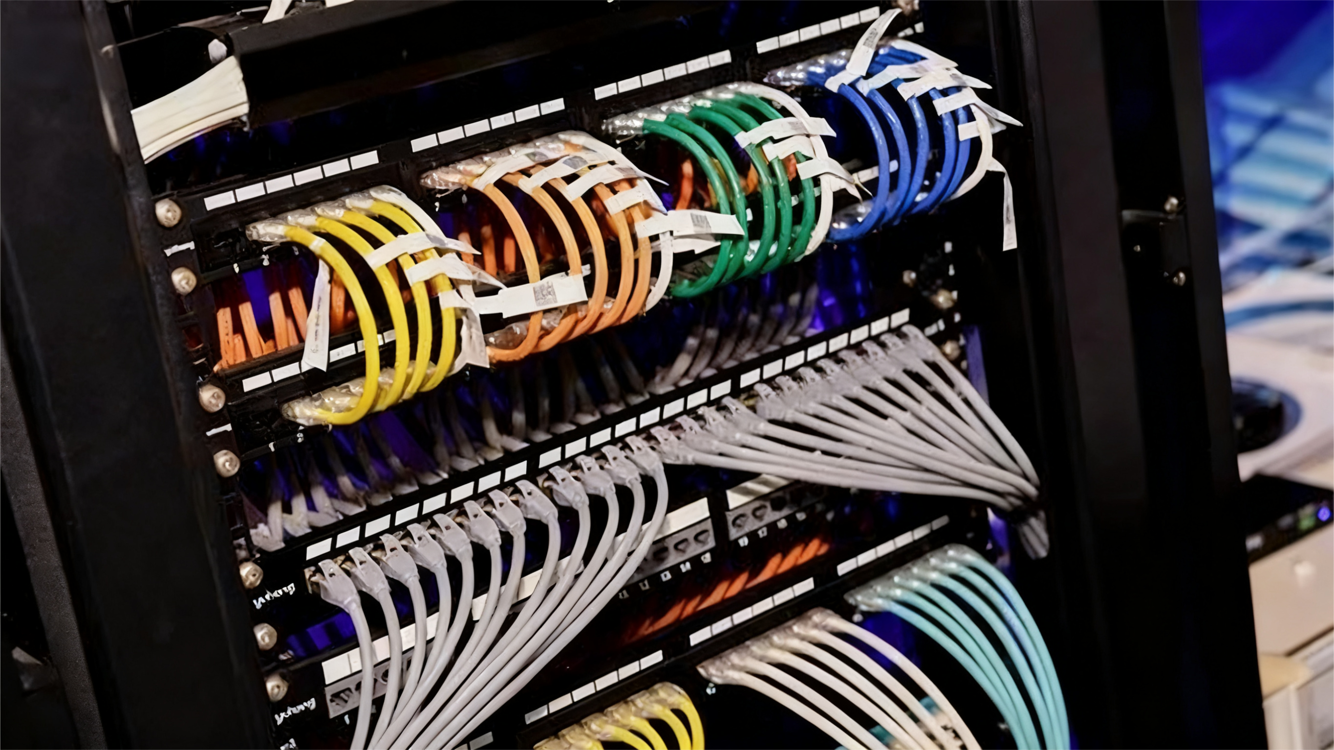 Neatly wired network cabinet