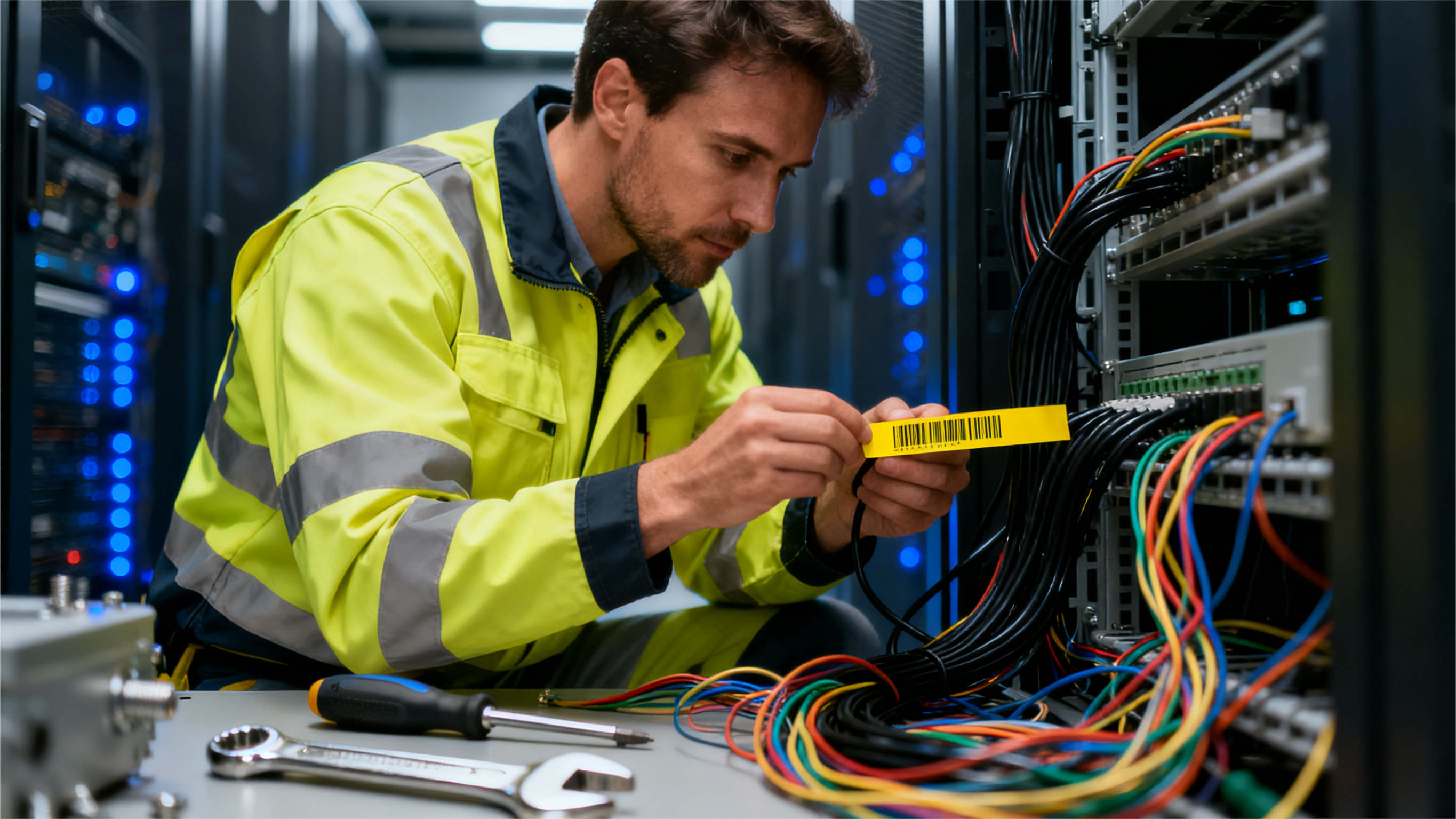 Barcode labels affixed to the computer room