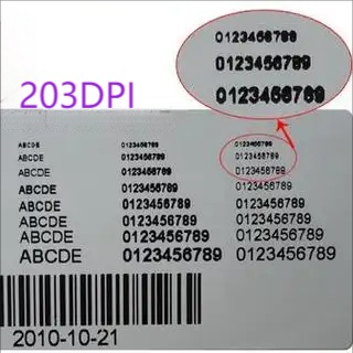 Label printed by a low-DPI label printer