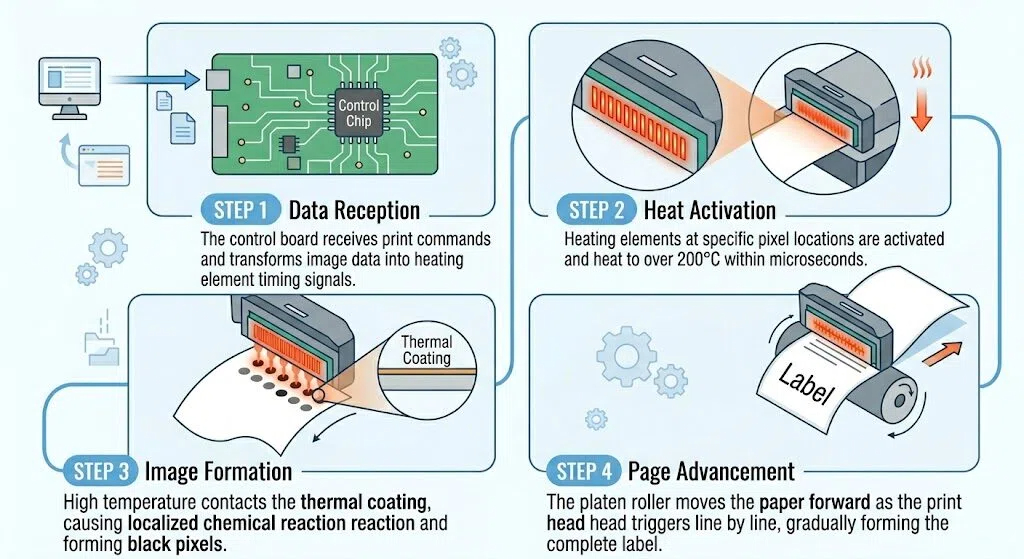 Thermal printing label imaging process