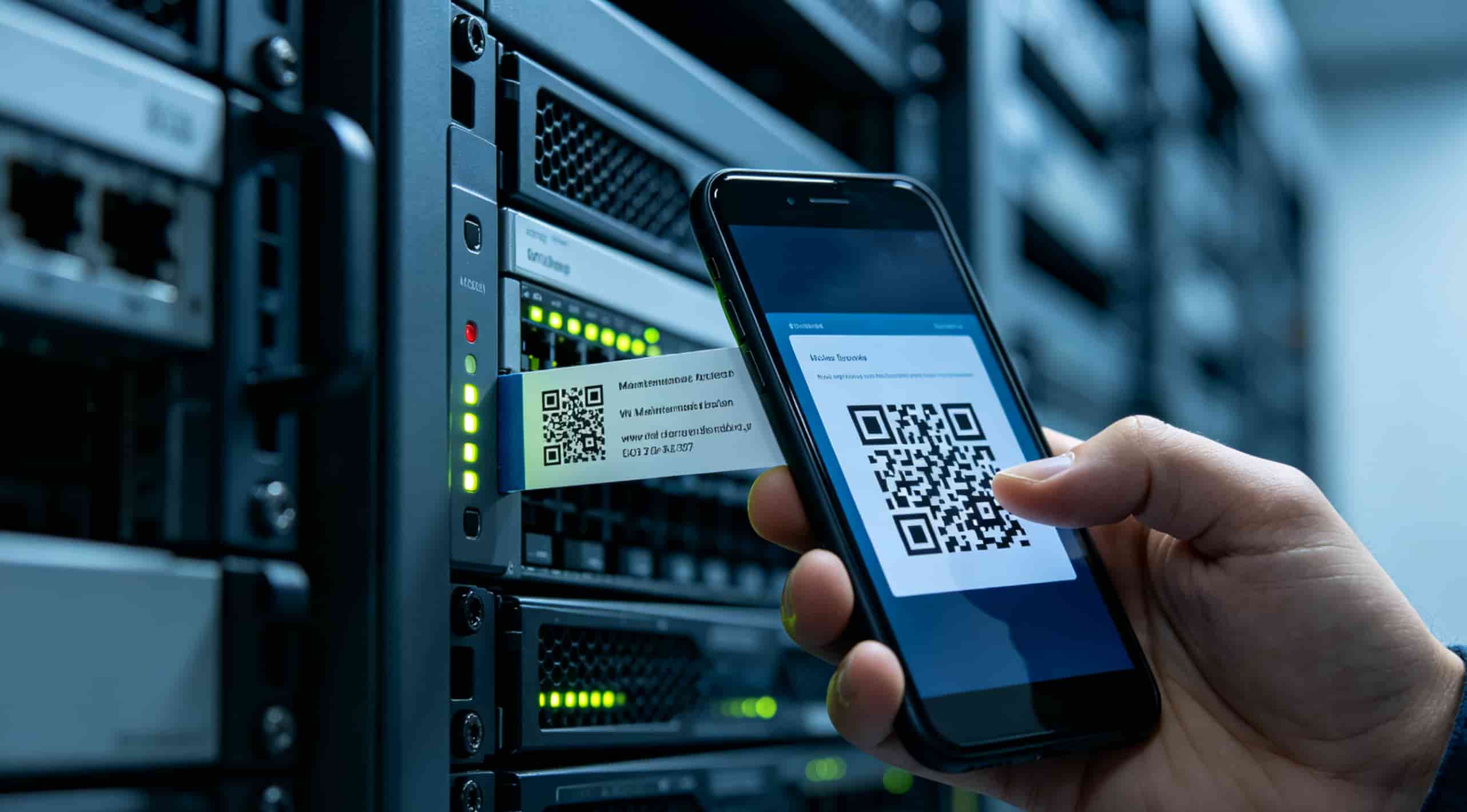 scanning QR code label during server maintenance